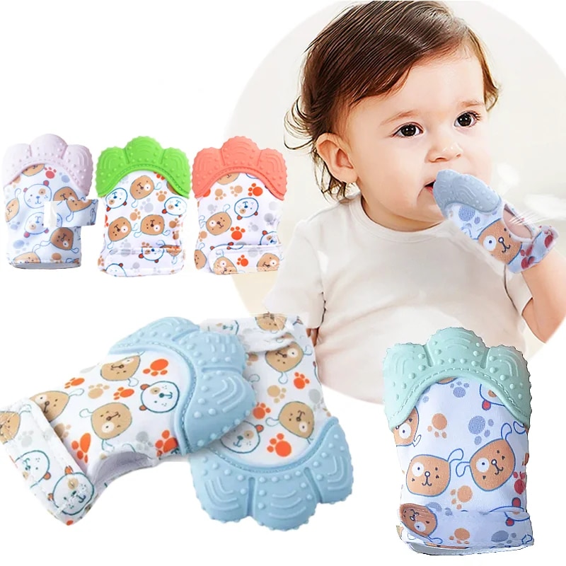 Baby Mittens Scratch - Guanti per massaggiagengive per bambini stampati